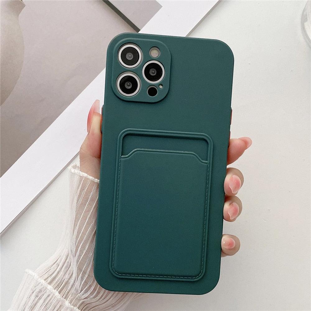 Phone Case For iphone 11 12 13 pro max XR X XS Max 12 mini 12 pro Soft Silicone Wallet Card Holder Cover For iPhone Wallet Case Compatible with iPhone 13 Secure Card Wallet Case