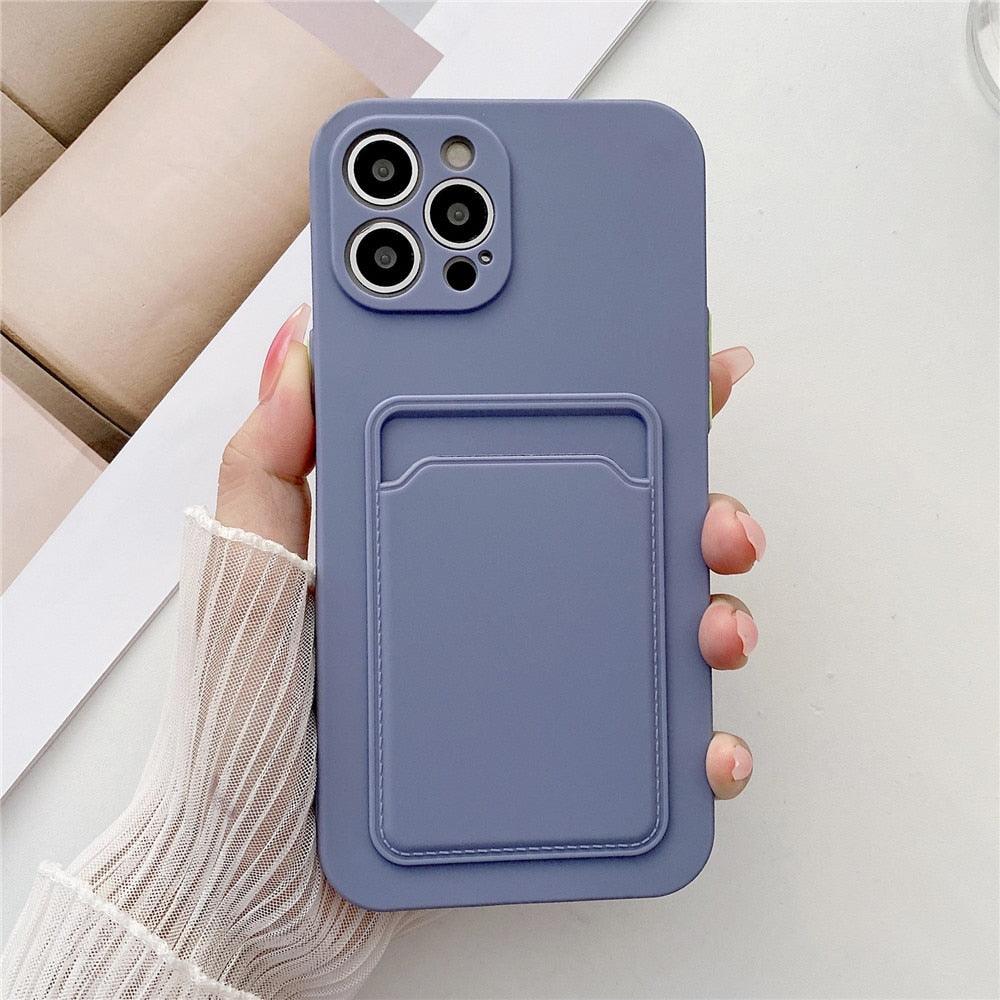 Phone Case For iphone 11 12 13 pro max XR X XS Max 12 mini 12 pro Soft Silicone Wallet Card Holder Cover For iPhone Wallet Case Compatible with iPhone 13 Secure Card Wallet Case