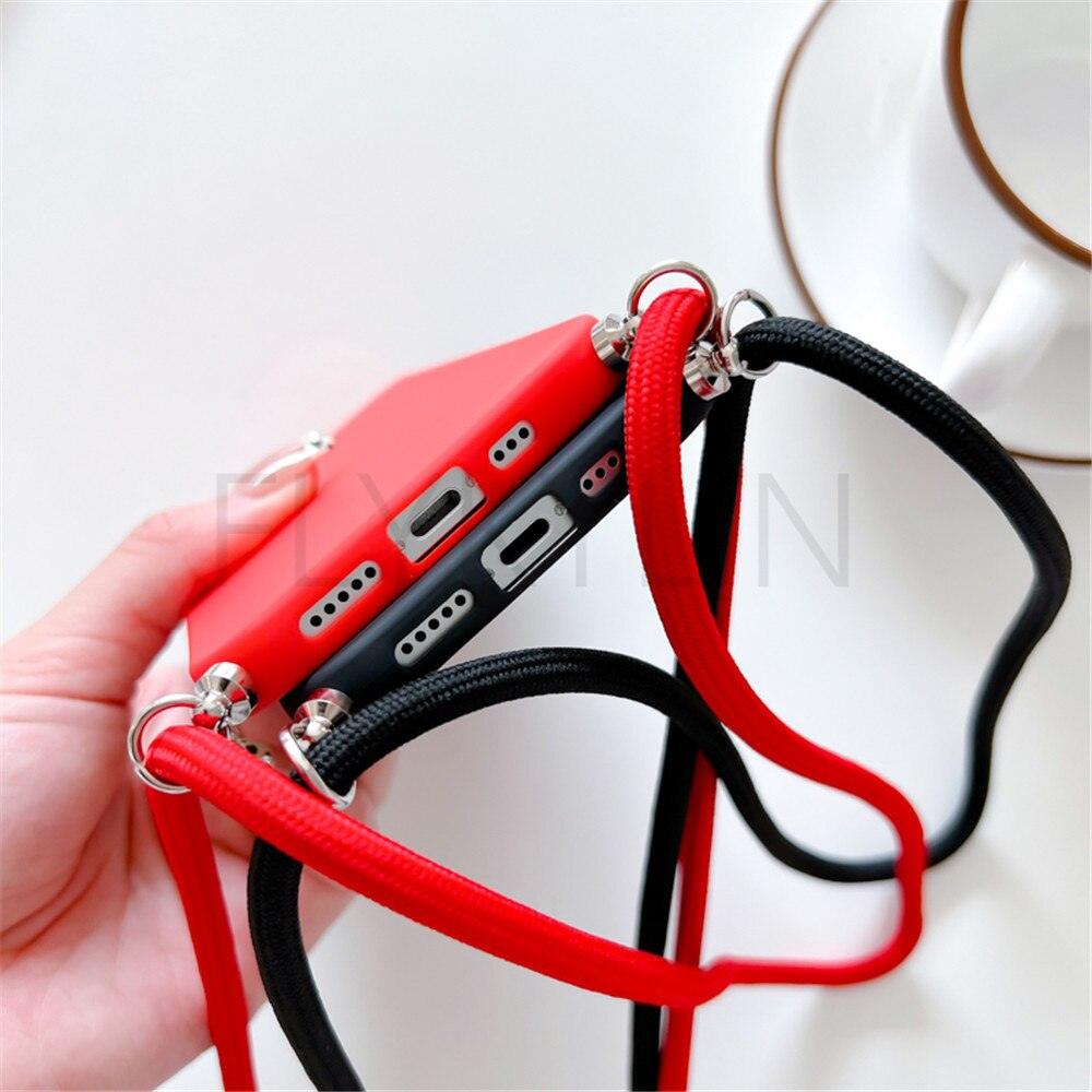 Phone Case  Strap Cord Chain Phone Case For Xiaomi Redmi Note 10 9 10S 9S Pro Max 10 9 9A 9C Cover Mi POCO X3 NFC Pro 12 Pro 11 Lite Crossbody Case Soft Matte Phone Holder with Neck Strap