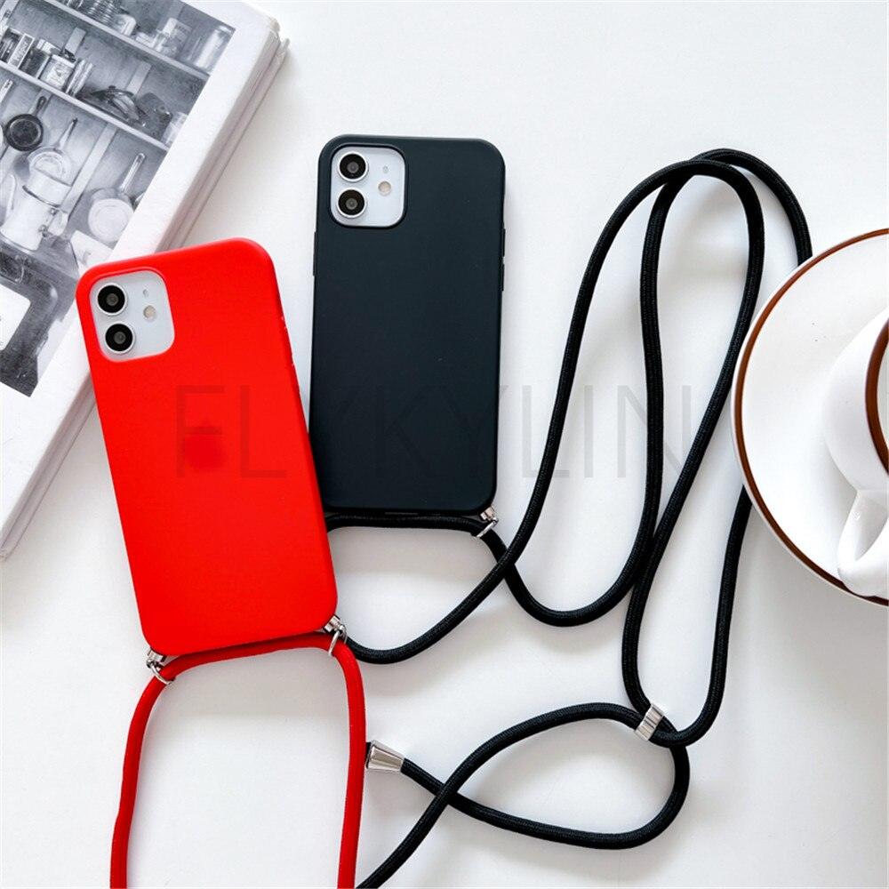 Phone Case  Strap Cord Chain Phone Case For Xiaomi Redmi Note 10 9 10S 9S Pro Max 10 9 9A 9C Cover Mi POCO X3 NFC Pro 12 Pro 11 Lite Crossbody Case Soft Matte Phone Holder with Neck Strap