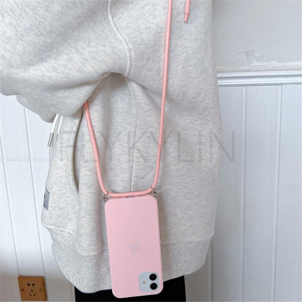 Phone Case  Strap Cord Chain Phone Case For Xiaomi Redmi Note 10 9 10S 9S Pro Max 10 9 9A 9C Cover Mi POCO X3 NFC Pro 12 Pro 11 Lite Crossbody Case Soft Matte Phone Holder with Neck Strap