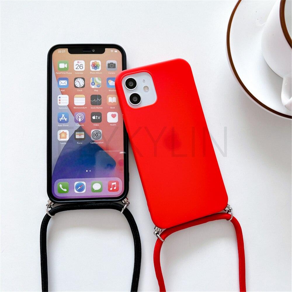 Phone Case  Strap Cord Chain Phone Case For Xiaomi Redmi Note 10 9 10S 9S Pro Max 10 9 9A 9C Cover Mi POCO X3 NFC Pro 12 Pro 11 Lite Crossbody Case Soft Matte Phone Holder with Neck Strap