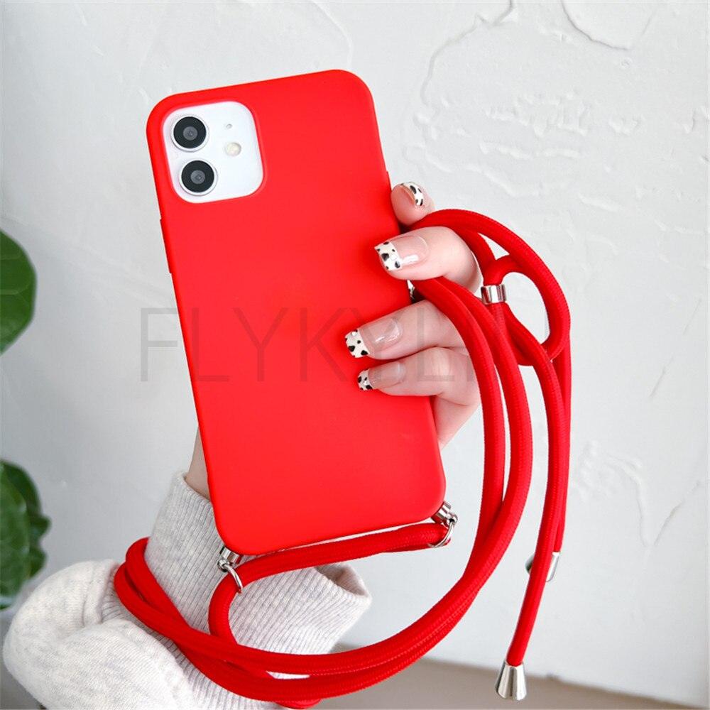 Phone Case  Strap Cord Chain Phone Case For Xiaomi Redmi Note 10 9 10S 9S Pro Max 10 9 9A 9C Cover Mi POCO X3 NFC Pro 12 Pro 11 Lite Crossbody Case Soft Matte Phone Holder with Neck Strap