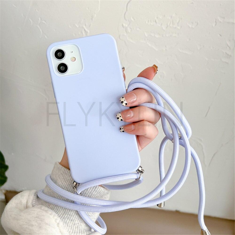 Phone Case  Strap Cord Chain Phone Case For Xiaomi Redmi Note 10 9 10S 9S Pro Max 10 9 9A 9C Cover Mi POCO X3 NFC Pro 12 Pro 11 Lite Crossbody Case Soft Matte Phone Holder with Neck Strap