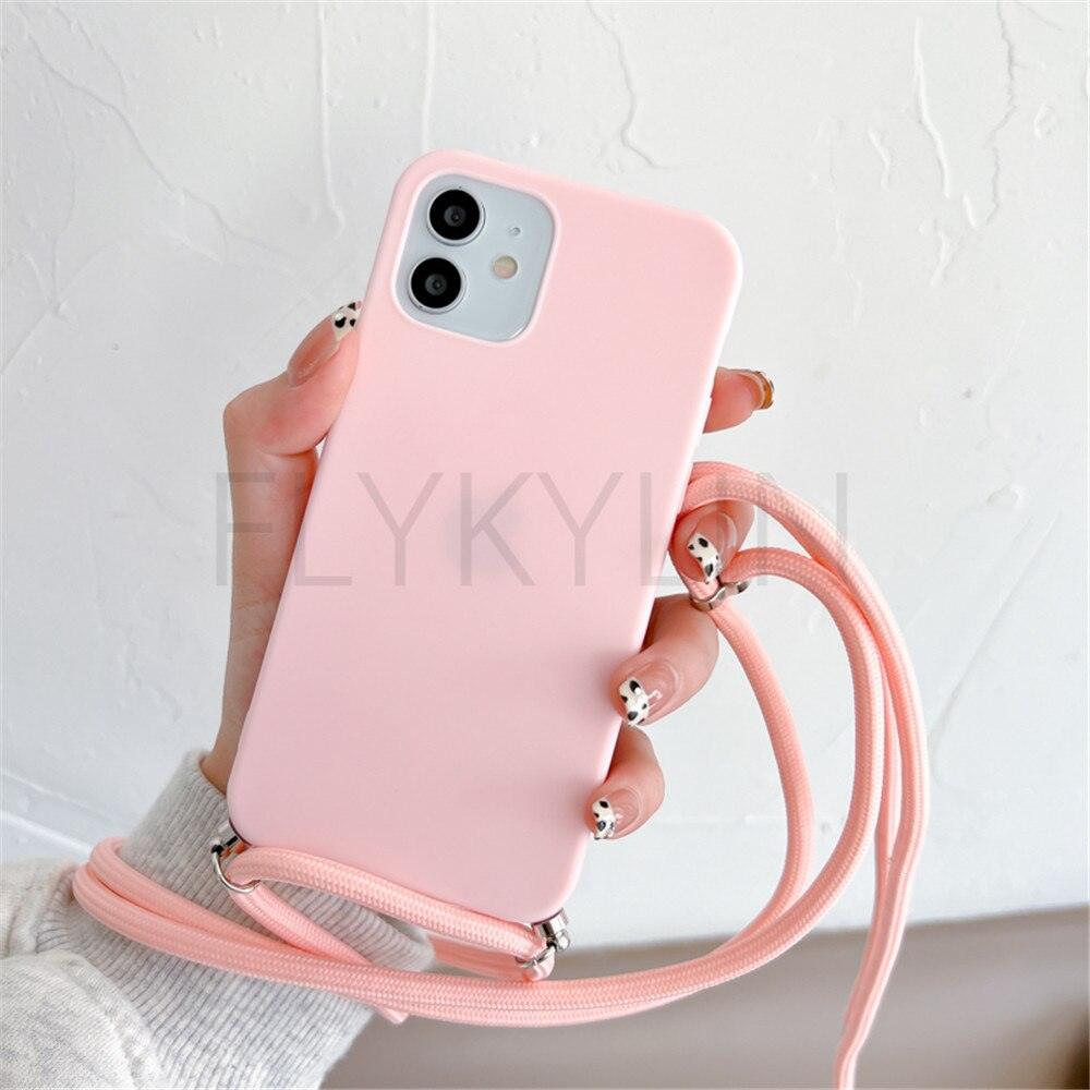 Phone Case  Strap Cord Chain Phone Case For Xiaomi Redmi Note 10 9 10S 9S Pro Max 10 9 9A 9C Cover Mi POCO X3 NFC Pro 12 Pro 11 Lite Crossbody Case Soft Matte Phone Holder with Neck Strap