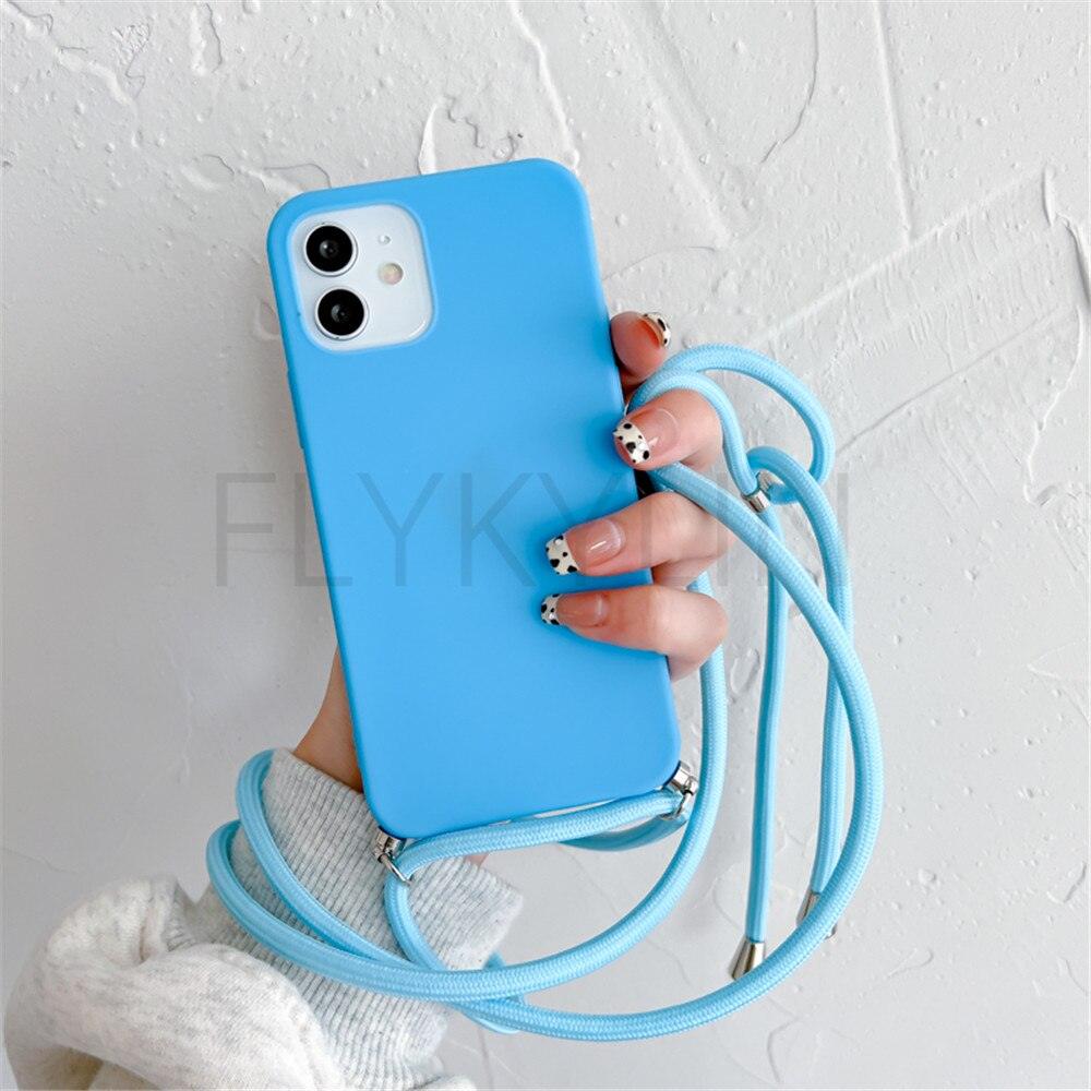 Phone Case  Strap Cord Chain Phone Case For Xiaomi Redmi Note 10 9 10S 9S Pro Max 10 9 9A 9C Cover Mi POCO X3 NFC Pro 12 Pro 11 Lite Crossbody Case Soft Matte Phone Holder with Neck Strap