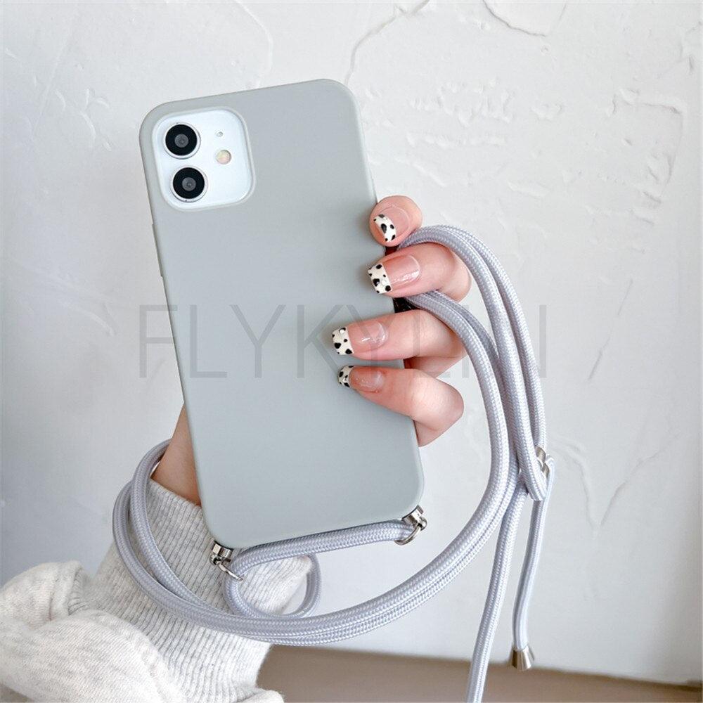 Phone Case  Strap Cord Chain Phone Case For Xiaomi Redmi Note 10 9 10S 9S Pro Max 10 9 9A 9C Cover Mi POCO X3 NFC Pro 12 Pro 11 Lite Crossbody Case Soft Matte Phone Holder with Neck Strap