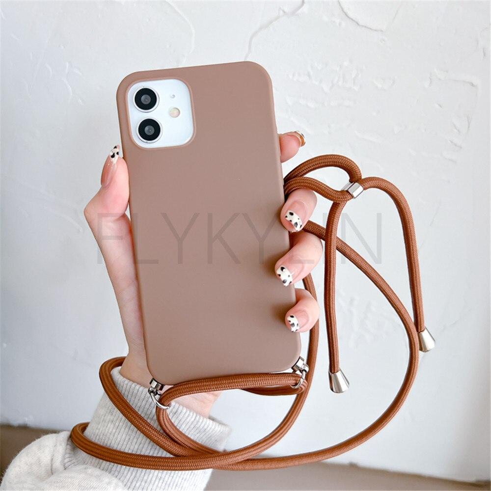 Phone Case  Strap Cord Chain Phone Case For Xiaomi Redmi Note 10 9 10S 9S Pro Max 10 9 9A 9C Cover Mi POCO X3 NFC Pro 12 Pro 11 Lite Crossbody Case Soft Matte Phone Holder with Neck Strap