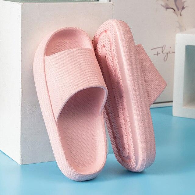 Pillow Slides Slippers Comfy Shoes Non-slip Bathroom Home Thicked Bottom Slippers Women's Sandals Summer Flip Flops Open Toe Pillow Shower Shoes EVA Slides Soft Spa Cloud Slippers