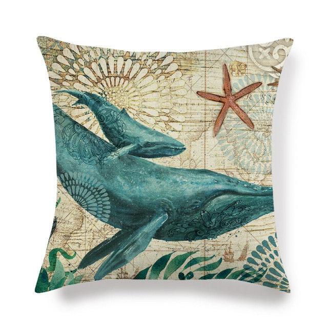 Pillowcase Sofa Cushion Cover Decoration Linen Pillow Case Higher Quality Marine Sea Life Pillow Covers Cases Super Soft Square Cushion Decorative Pillow Pattern Sofa Pillow Cover Couch Pillow 45x45CM