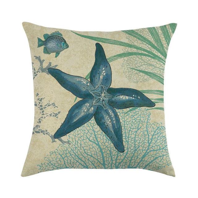 Pillowcase Sofa Cushion Cover Decoration Linen Pillow Case Higher Quality Marine Sea Life Pillow Covers Cases Super Soft Square Cushion Decorative Pillow Pattern Sofa Pillow Cover Couch Pillow 45x45CM