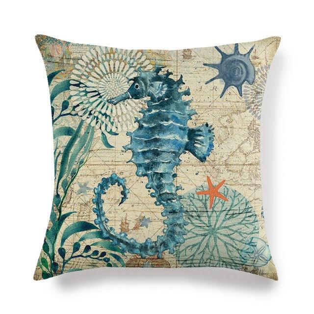 Pillowcase Sofa Cushion Cover Decoration Linen Pillow Case Higher Quality Marine Sea Life Pillow Covers Cases Super Soft Square Cushion Decorative Pillow Pattern Sofa Pillow Cover Couch Pillow 45x45CM