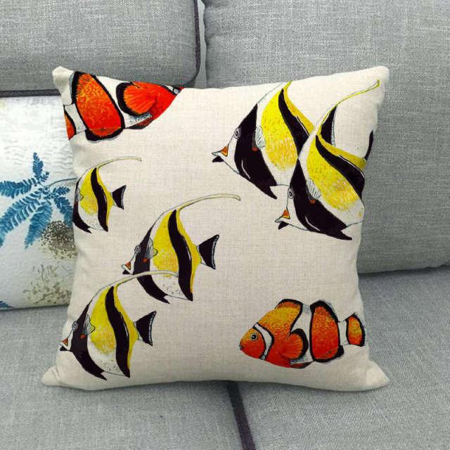 Pillowcase Sofa Cushion Cover Decoration Linen Pillow Case Higher Quality Marine Sea Life Pillow Covers Cases Super Soft Square Cushion Decorative Pillow Pattern Sofa Pillow Cover Couch Pillow 45x45CM