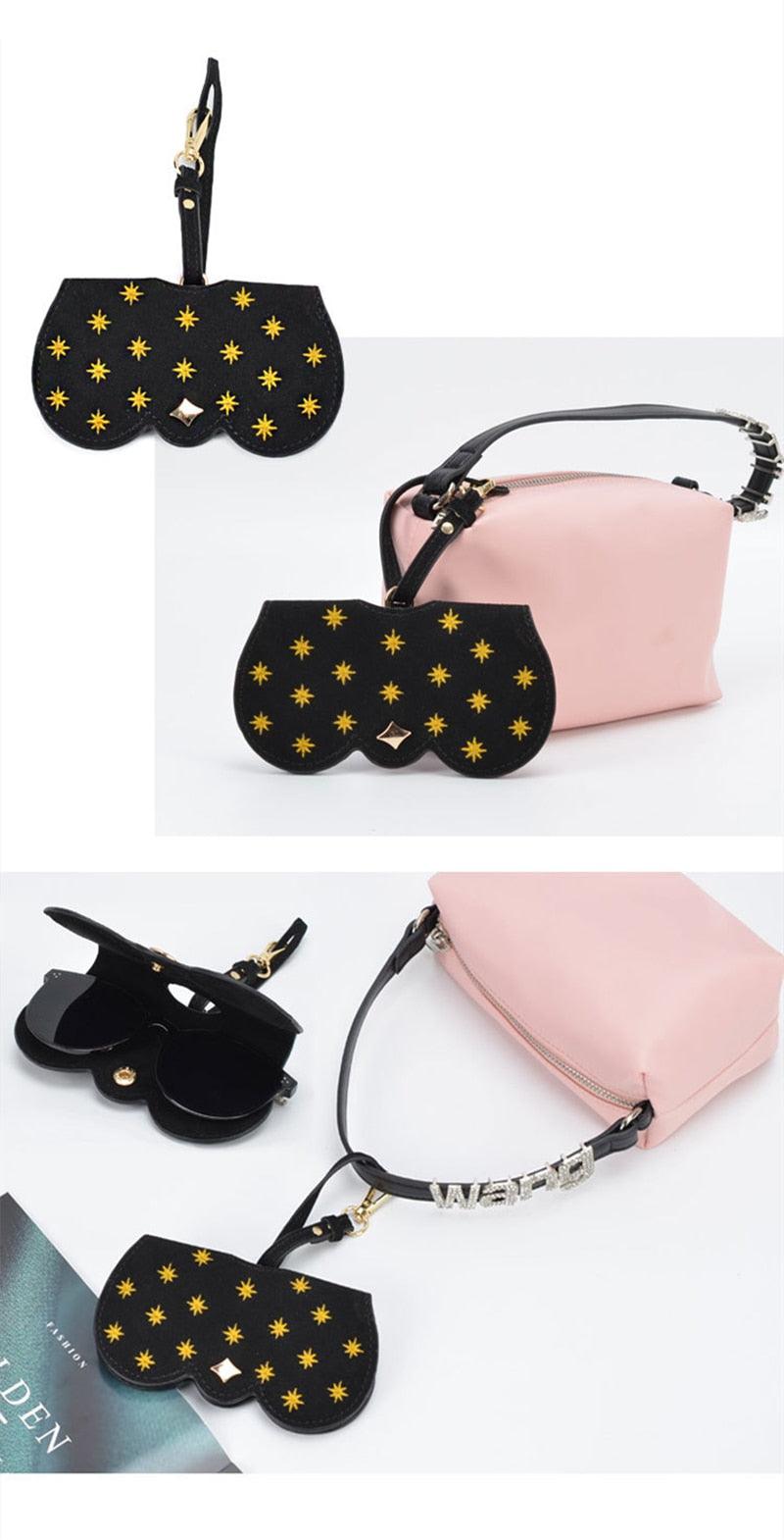 Pineapple Sunglasses Case Women PU leather Soft Cute Animal Star Protable Storage Protection Eye Glasses Bag Leather Eyeglass Case Box Pouch Protection From Getting Scratches Lightweight Soft Eyewear Bag For Women