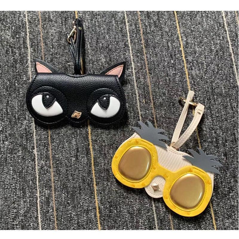 Pineapple Sunglasses Case Women PU leather Soft Cute Animal Star Protable Storage Protection Eye Glasses Bag Leather Eyeglass Case Box Pouch Protection From Getting Scratches Lightweight Soft Eyewear Bag For Women