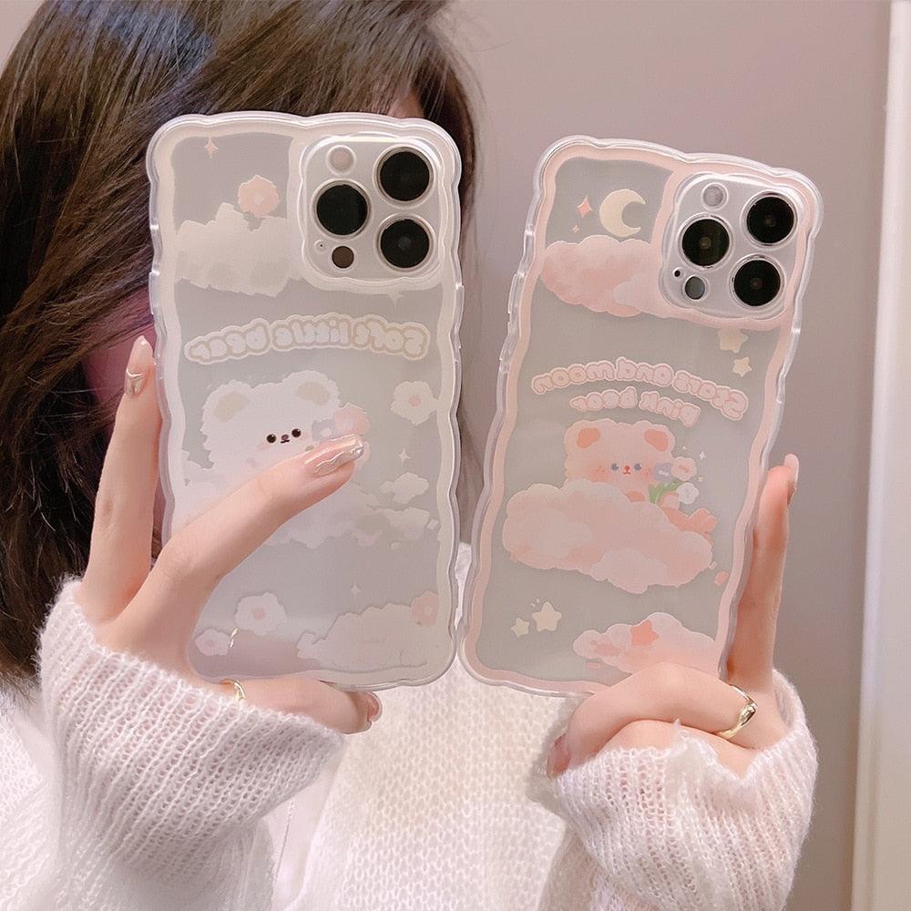 Pink Summer Moon Sky Cloud Transparent Phone Case For iPhone 14 13 12 11 Pro Max Xr 14 Plus Xs Max 8 Plus Case Drop Protection Shockproof Case Full Body Protective Scratch-Resistant Cover for iPhone