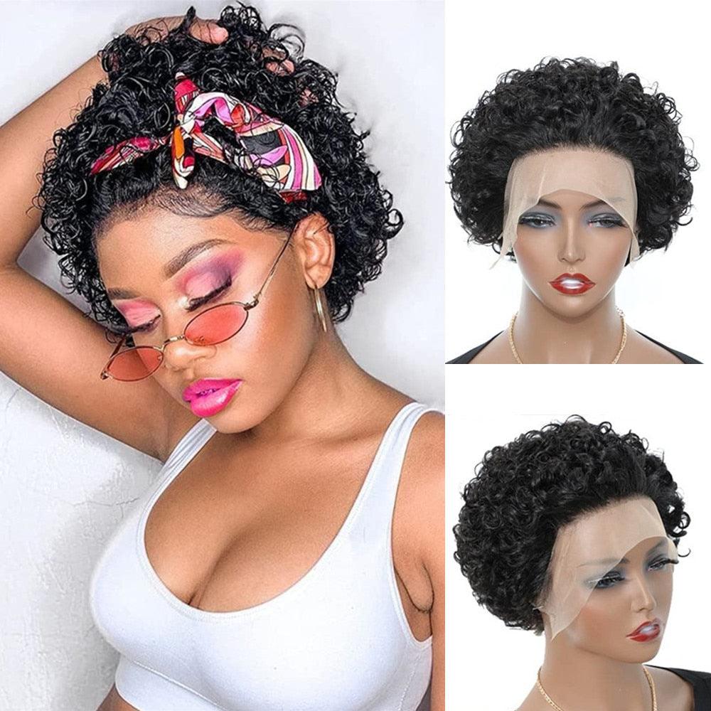 Pixie Cut Short Curly Wig Human Hair Wigs Pre Plucked Brazilian Deep Water Wave Virgin Lace Front Wig For Women With Baby Hair Wigs For Black Women Gifts for Girlfriends