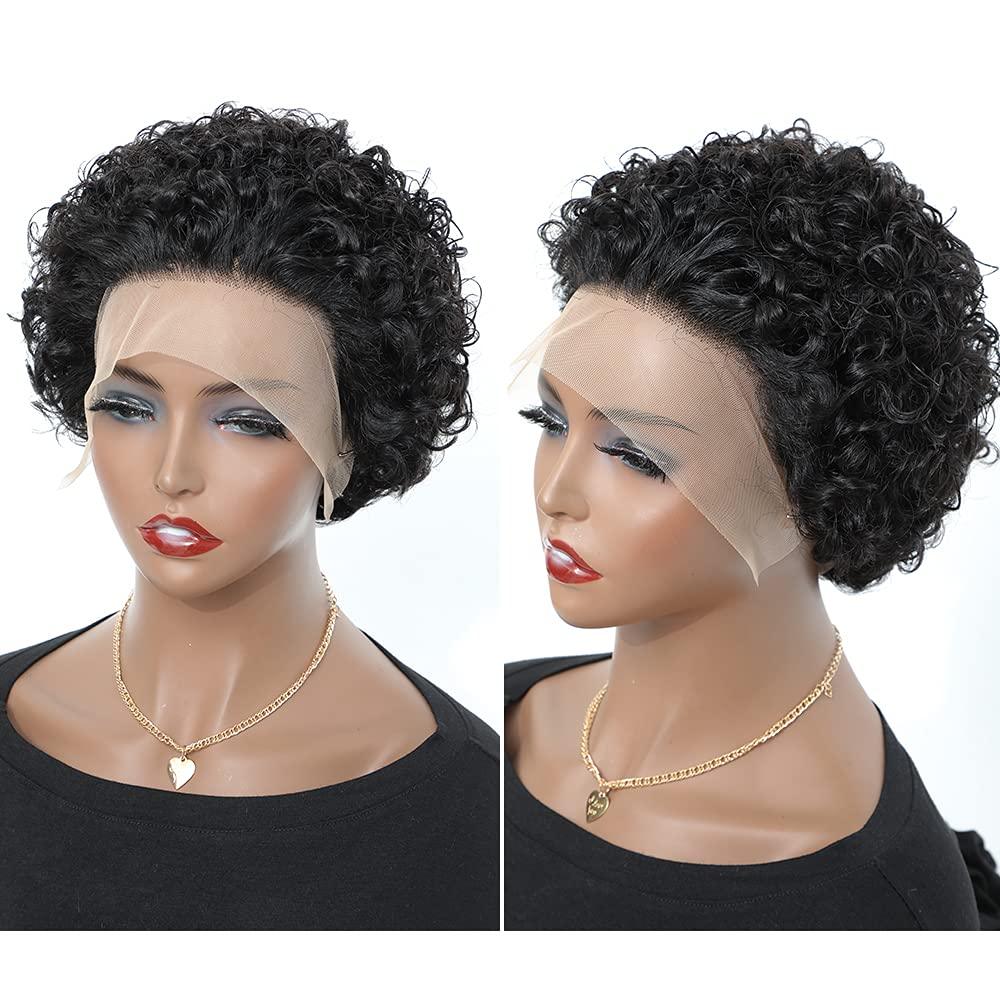 Pixie Cut Short Curly Wig Human Hair Wigs Pre Plucked Brazilian Deep Water Wave Virgin Lace Front Wig For Women With Baby Hair Wigs For Black Women Gifts for Girlfriends