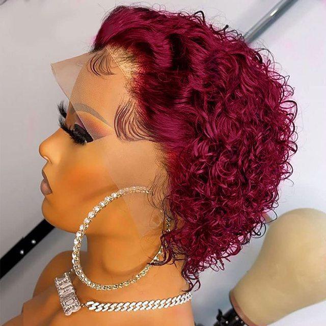 Pixie Cut Short Curly Wig Human Hair Wigs Pre Plucked Brazilian Deep Water Wave Virgin Lace Front Wig For Women With Baby Hair Wigs For Black Women Gifts for Girlfriends