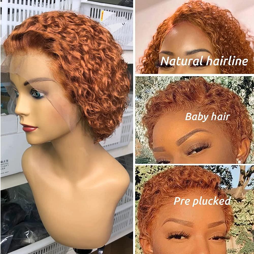 Pixie Cut Short Curly Wig Human Hair Wigs Pre Plucked Brazilian Deep Water Wave Virgin Lace Front Wig For Women With Baby Hair Wigs For Black Women Gifts for Girlfriends