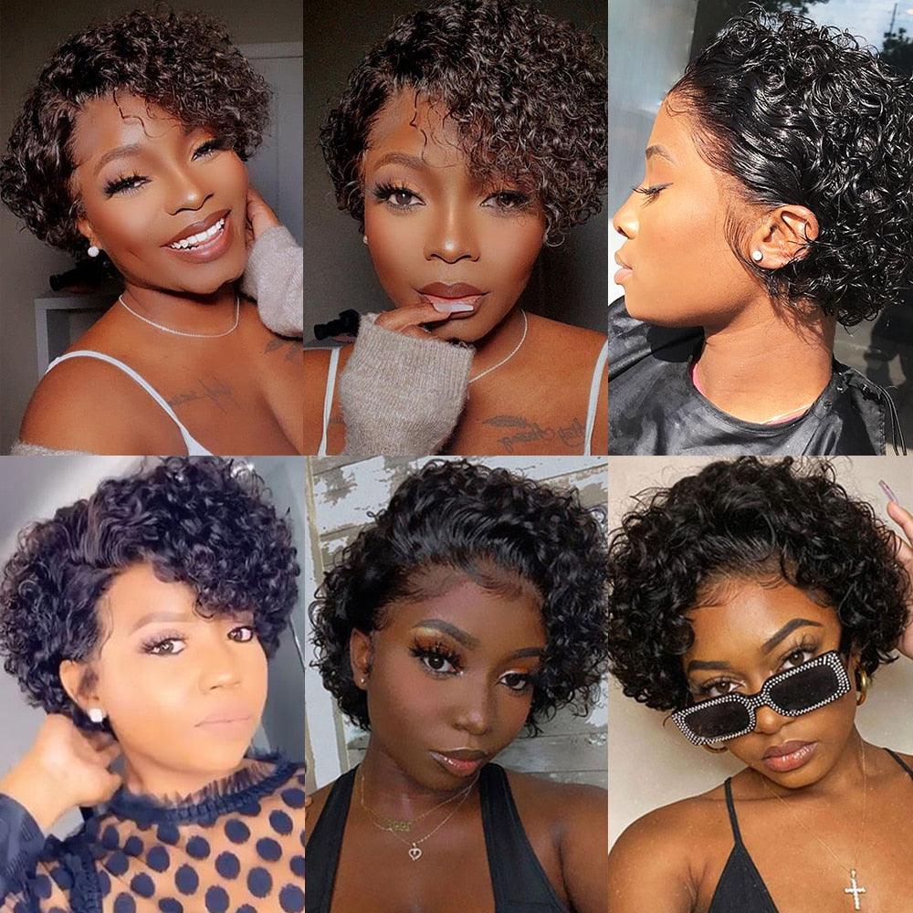 Pixie Cut Wig Human Hair Curly Human Hair Wigs Short Curly Bob Wigs For Women Human Hair Full Machine Wig Human Hair Wigs For Black Women Gifts for Girlfriends