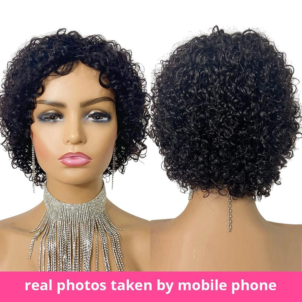 Pixie Cut Wig Human Hair Curly Human Hair Wigs Short Curly Bob Wigs For Women Human Hair Full Machine Wig Human Hair Wigs For Black Women Gifts for Girlfriends