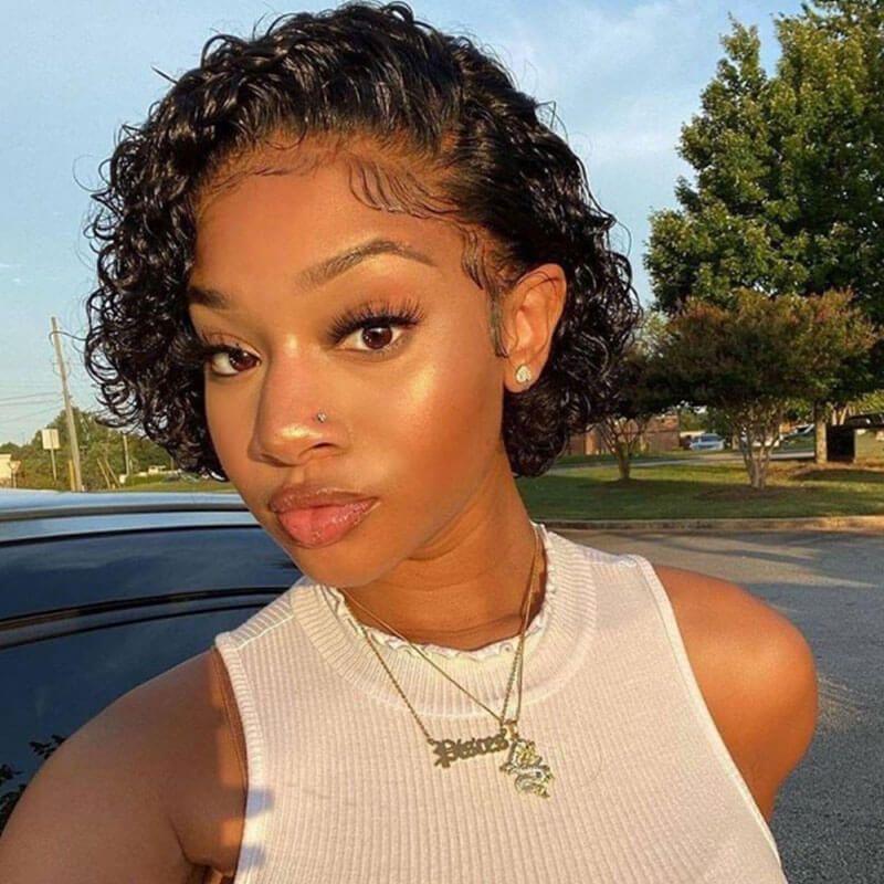 Pixie Cut Wig Human Hair Curly Human Hair Wigs Short Curly Bob Wigs For Women Human Hair Full Machine Wig Human Hair Wigs For Black Women Gifts for Girlfriends