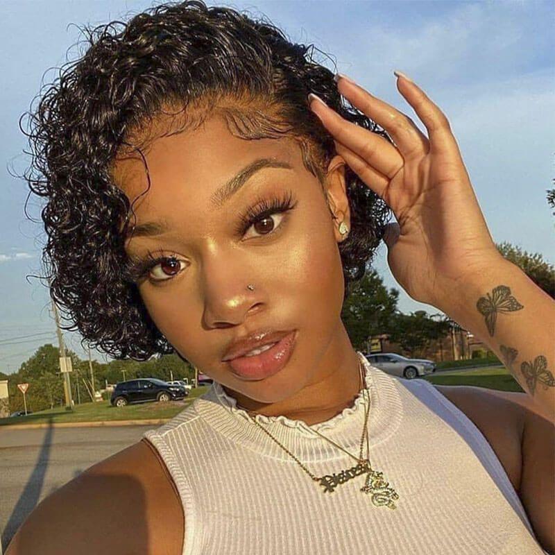 Pixie Cut Wig Human Hair Curly Human Hair Wigs Short Curly Bob Wigs For Women Human Hair Full Machine Wig Human Hair Wigs For Black Women Gifts for Girlfriends