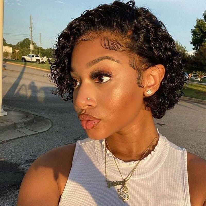 Pixie Cut Wig Human Hair Curly Human Hair Wigs Short Curly Bob Wigs For Women Human Hair Full Machine Wig Human Hair Wigs For Black Women Gifts for Girlfriends