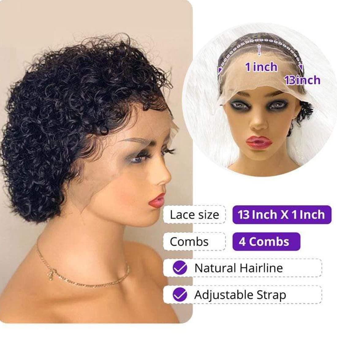 Pixie Cut Wig Short Curly Human Hair Wigs Human Hair Wig 13X1 Transparent Lace Wig For Women Human Hair Pre Plucked Baby Hair Wigs For Black Women