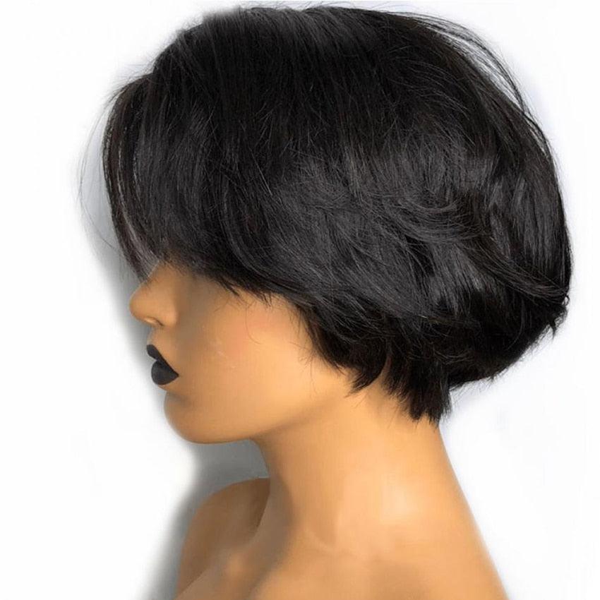 Pixie Cut Wig Short Lace Front Human Hair Wigs For Black Women Brazilian T part Straight Bob Wigs Lace Front Wig Remy Hair Side Part Wigs For Black Women Gifts for Girlfriends