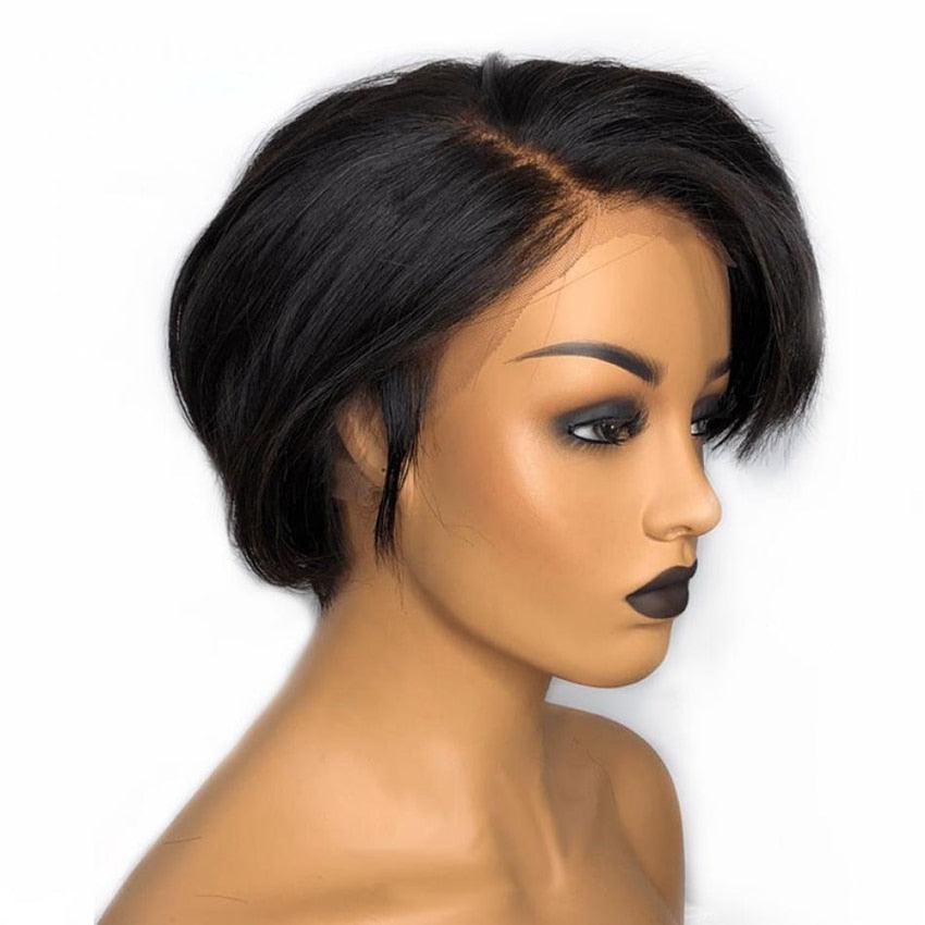 Pixie Cut Wig Short Lace Front Human Hair Wigs For Black Women Brazilian T part Straight Bob Wigs Lace Front Wig Remy Hair Side Part Wigs For Black Women Gifts for Girlfriends