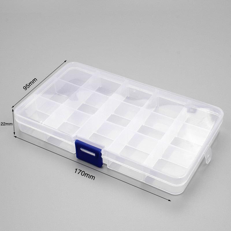 Plastic Storage Boxes Slots Adjustable Packaging Transparent Tool Case Craft Organizer Box Jewelry Accessories Rectangle Plastic Jewelry Box with Movable Dividers Earring Storage Containers