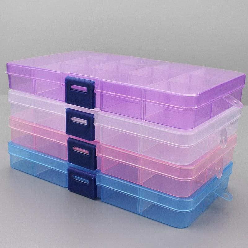 Plastic Storage Boxes Slots Adjustable Packaging Transparent Tool Case Craft Organizer Box Jewelry Accessories Rectangle Plastic Jewelry Box with Movable Dividers Earring Storage Containers