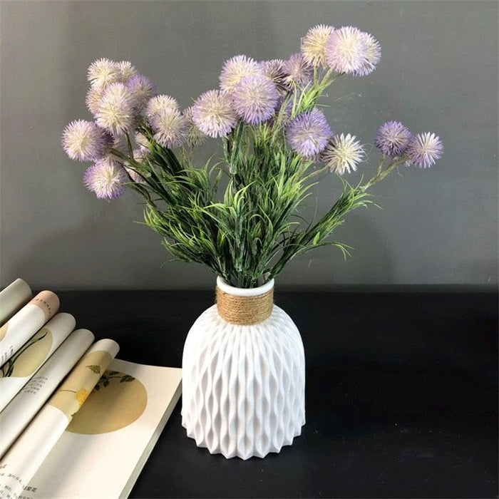 Plastic Vases Anti-ceramic Unbreakable Basket Imitation Rattan Flower Vase For Home Décor Desktop Decoration Living Room Office or Bookshelf