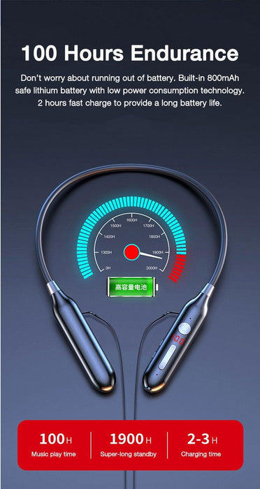 Playback Bluetooth Headphone Bass Wireless Headphones Sport Stereo Bluetooth Earphone Neckband Music Headset Updated Design with Industry Leading Sound & Improved Comfort, Long Wireless Range, Up to 24 Hours of Talk Time