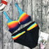 Plus Size Neon Striped Bikini Set Push Up Women High Waist Bikini Set Halter Two Piece Bathing Suits Crisscross Tummy Control Swimsuit Push Up Swimwear Women High Waist Halter Beach Swimwear Retro Bathing Suit Swimming Suit