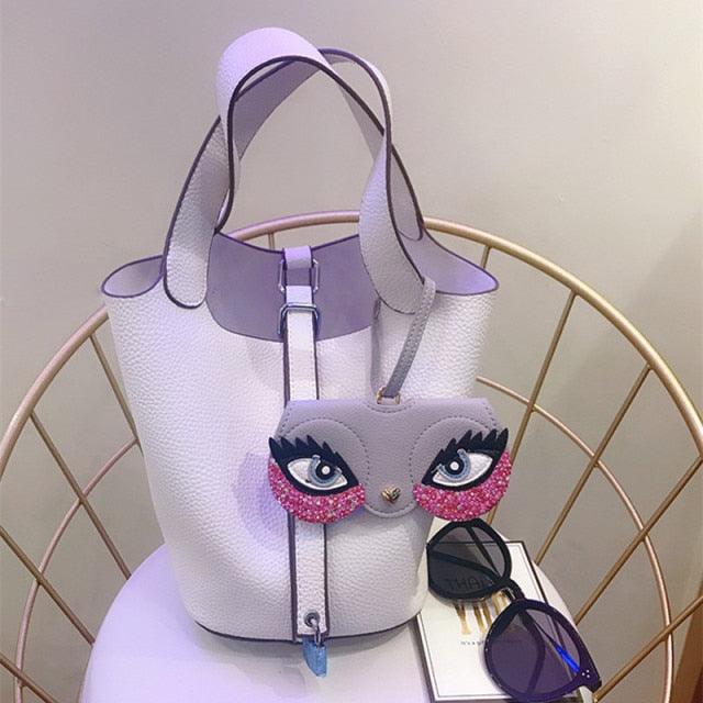 Popular Glitter Sunglasses Cases Cute Diamond Sunglasses Bag Leather Glasses Case Sunglasses Pouch Portable Eyeglass Carrying Case Cute Animal Shape Leather Women Glasses Case