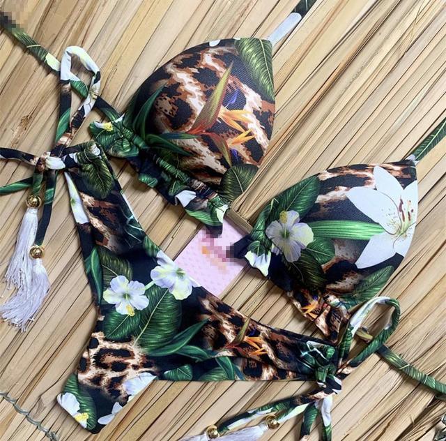 Popular Women's Beachwear  Bikini Set Swimwear Push-Up Padded Swimsuit Floral Bikini Set Low Rise Ruffled Two Pieces Swimsuit Push Up Bathing Suit Swimwear