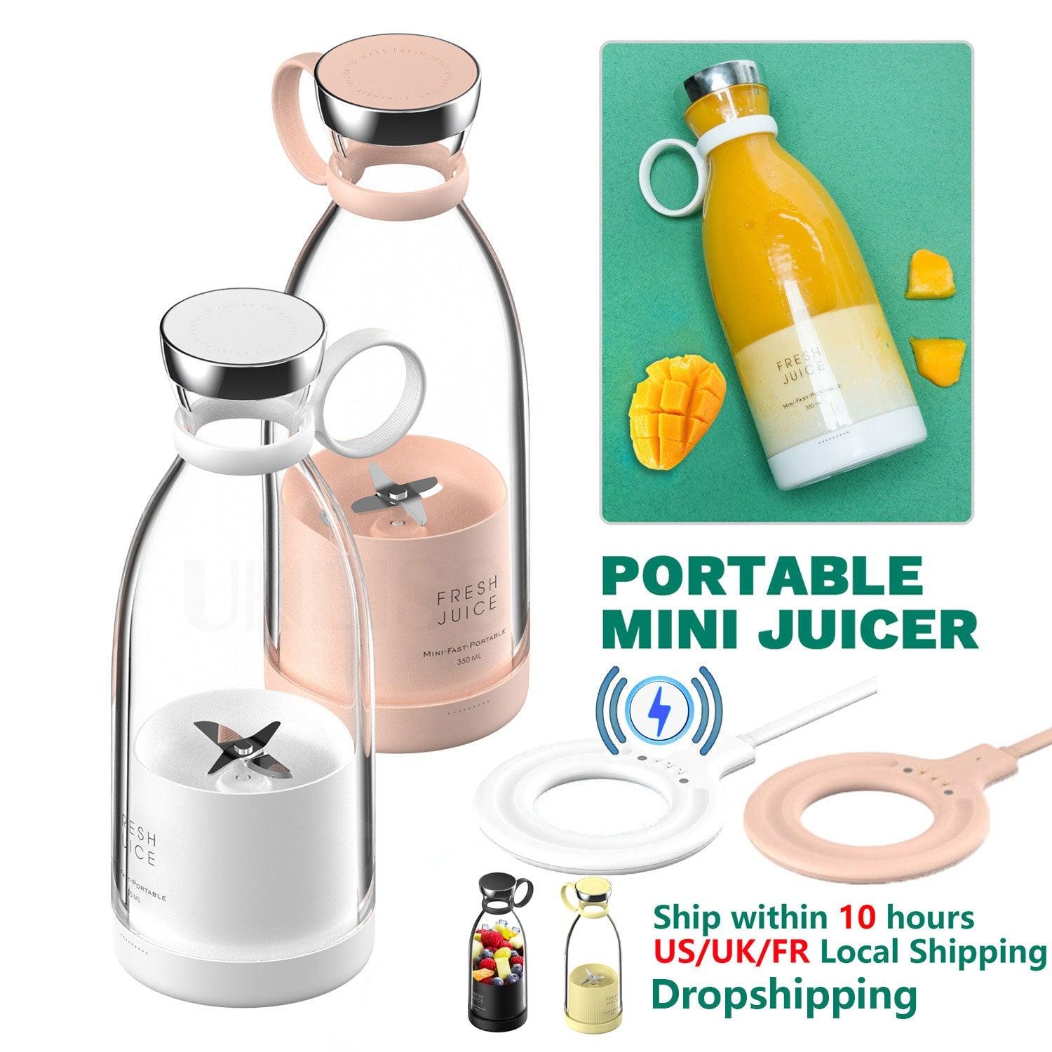 Portable Blender Juicer Bottle Mixer Electric Wireless Charge Mini Fruit Mixers Juicer Cup Blender Milkshake Juice Maker Machine Portable Mini Blender with Wireless Charging for Home, Office & Outdoor Juicer