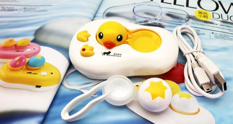 Portable Cute Duck Cartoon Electric Automatic Contact Lens Case Washer Box Cleaner Electric Contact Lens Cleaner USB Automatic Contact Lens Container Cute Mashroom Design