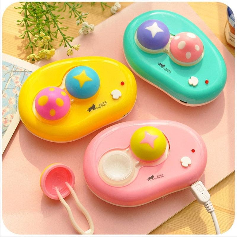 Portable Cute Duck Cartoon Electric Automatic Contact Lens Case Washer Box Cleaner Electric Contact Lens Cleaner USB Automatic Contact Lens Container Cute Mashroom Design