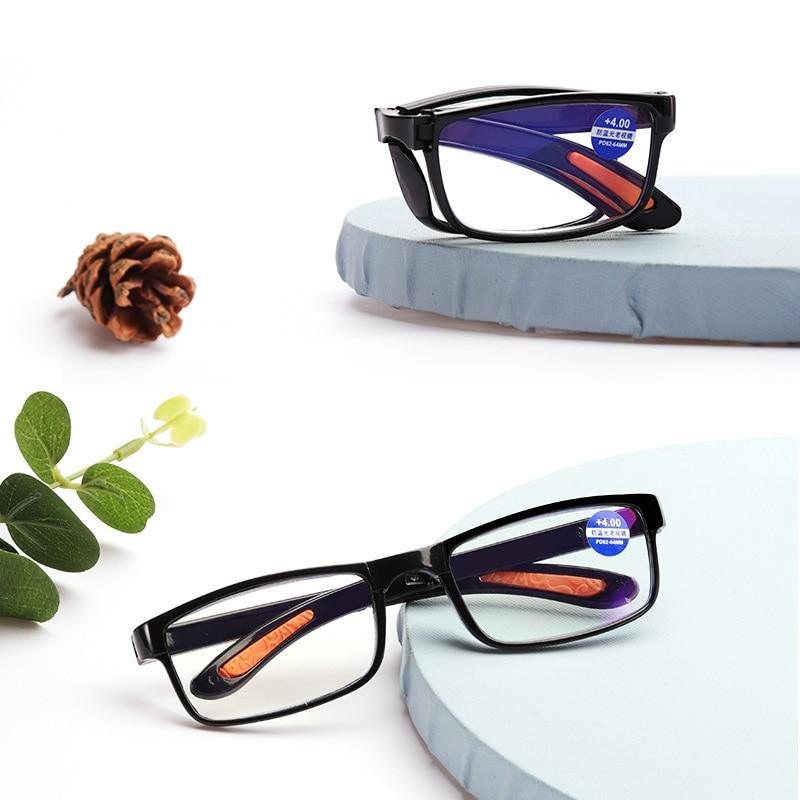 Portable Folding Reading Glasses Anti Blue Light Computer Gaming Eyeglasses Eye Protection Eyewear Men Eyeglasses Women Unisex Eyeglasses Decoration Eyewear Blue Light Blocking Glasses Thick Round Rim Frame Eyeglasses