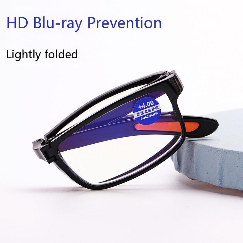 Portable Folding Reading Glasses Anti Blue Light Computer Gaming Eyeglasses Eye Protection Eyewear Men Eyeglasses Women Unisex Eyeglasses Decoration Eyewear Blue Light Blocking Glasses Thick Round Rim Frame Eyeglasses