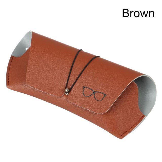 Portable Leather Glasses Case Sunglasses Pouch For Women Universal Glasses Protection Case With Metal Buckle Eyewear Cases Slim Case For Women Men Horizontal Eyeglass Case