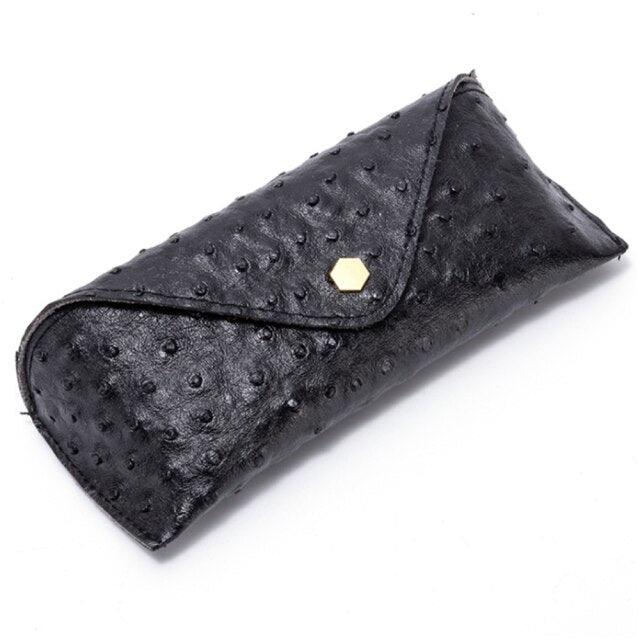 Portable Leather Glasses Case Sunglasses Pouch For Women Universal Glasses Protection Case With Metal Buckle Eyewear Cases Slim Case For Women Men Horizontal Eyeglass Case