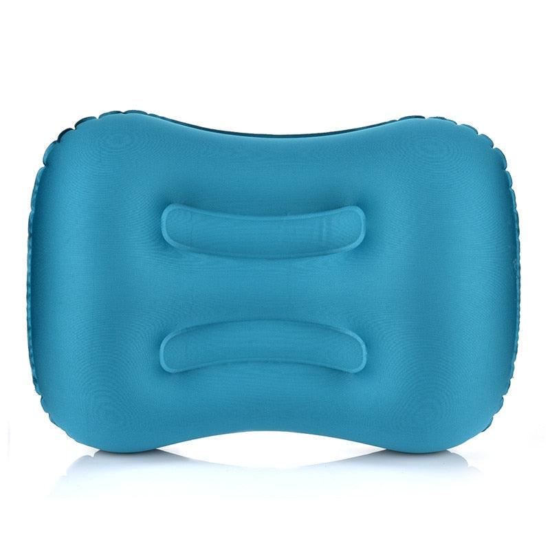 Portable Outdoor Travel Camping Pillow Compressible Inflatable Cushion Soft Neck Protective Head Rest Pillow Durable Portable Fold Outdoor Travel Sleep Pillow Air Inflatable Cushion Break Travel Plane Hotel Rest Ultralight Inflatable PVC Nylon Air Pillow