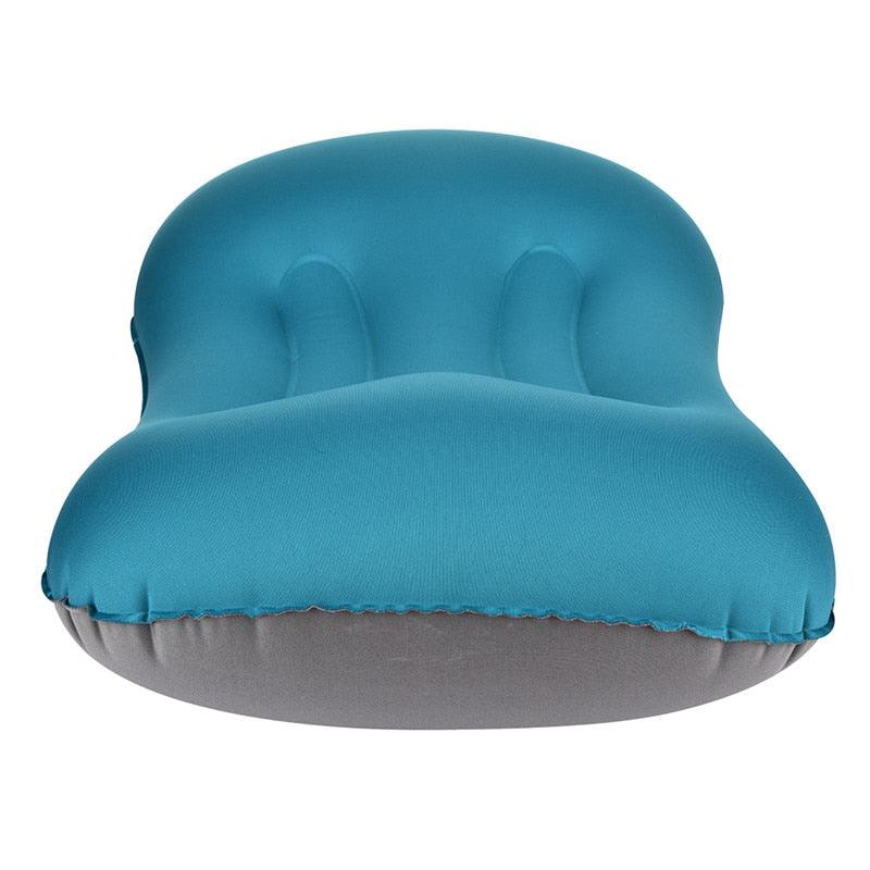 Portable Outdoor Travel Camping Pillow Compressible Inflatable Cushion Soft Neck Protective Head Rest Pillow Durable Portable Fold Outdoor Travel Sleep Pillow Air Inflatable Cushion Break Travel Plane Hotel Rest Ultralight Inflatable PVC Nylon Air Pillow