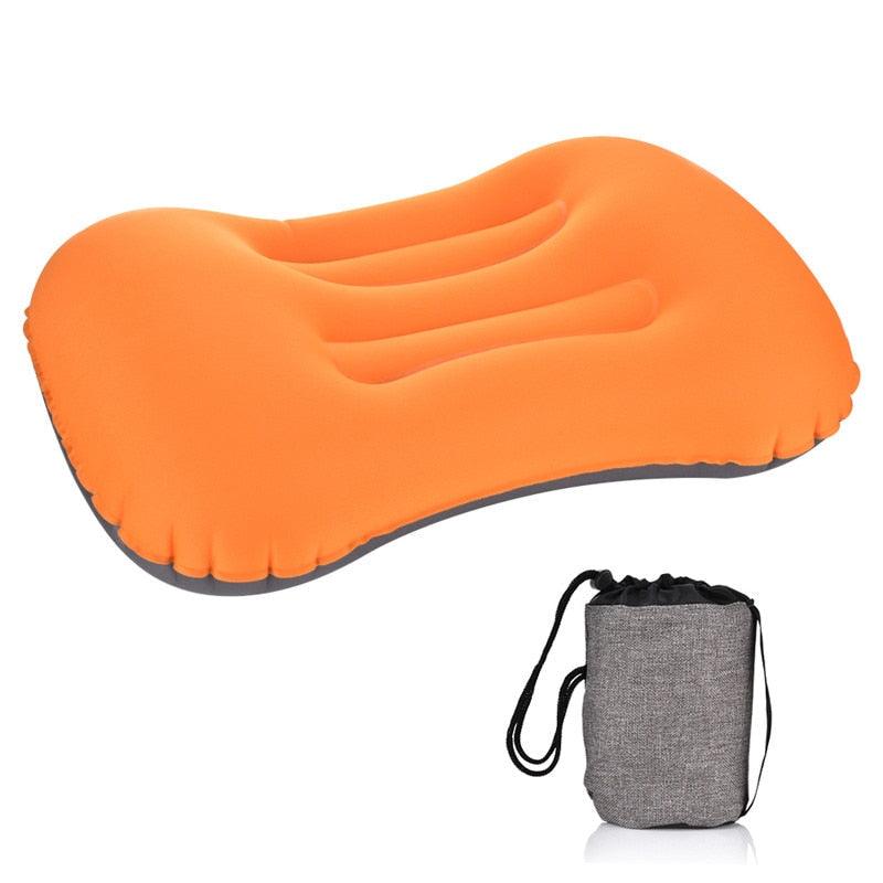 Portable Outdoor Travel Camping Pillow Compressible Inflatable Cushion Soft Neck Protective Head Rest Pillow Durable Portable Fold Outdoor Travel Sleep Pillow Air Inflatable Cushion Break Travel Plane Hotel Rest Ultralight Inflatable PVC Nylon Air Pillow