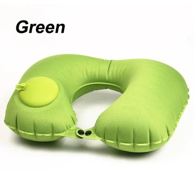 Portable U-Shape Inflatable Travel Pillow Car Head Rest Air Cushion for Travel Office Nap Head Rest Air Cushion Neck Pillow  Inflatable Travel Neck Pillows Hand Press U-Shaped Headrest Cushion Compressible Ergonomic Inflating Pillows for Neck Support